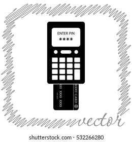 Credit card terminal  black vector  icon