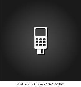 Credit Card Terminal Icon Flat. Simple White Pictogram On Black Background With Shadow. Vector Illustration Symbol