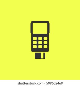 Credit card terminal icon flat. Black pictogram on white background. Vector illustration symbol and bonus button