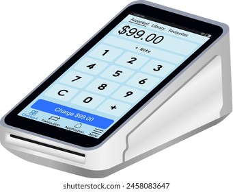 credit card terminal isolated  view for credit card reader illustration