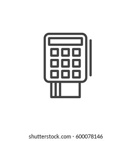 Credit card terminal line icon, outline vector sign, linear style pictogram isolated on white. Symbol, logo illustration. Editable stroke. Pixel perfect