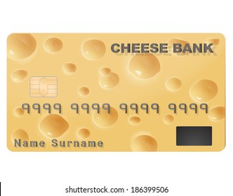 Credit card with the texture of cheese. Vector, eps10