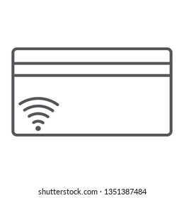 Credit card thin line icon, finance and pay, plastic card sign, vector graphics, a linear pattern on a white background, eps 10.
