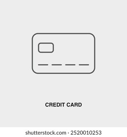 Credit Card thin line icon or logo. Symbol or sign on airline or travel app theme. Vector line illustration.