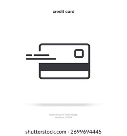 Credit card thin line icon on the white background. Money, pay, payment, cash operations, currency, exchange, savings, bank cards, currency, banking icons