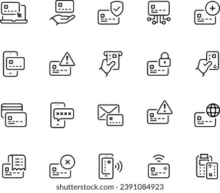 Credit Card thin line icons vector design