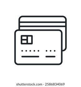 Credit card thin line icons. Perfect pixel on transparent background
