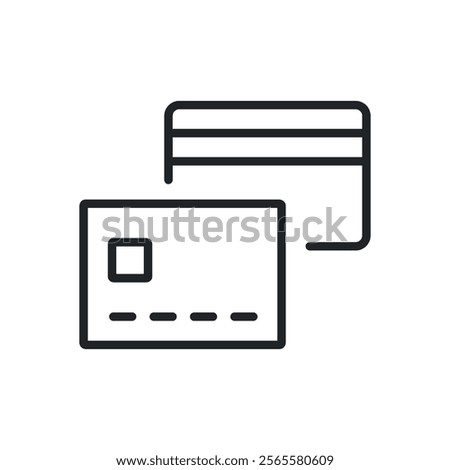 Credit card thin line icons. Perfect pixel on transparent background