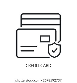 Ícones de vetor de linha fina de cartão de crédito