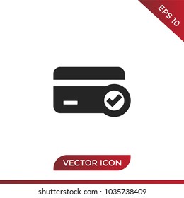 Credit card with tick vector icon
