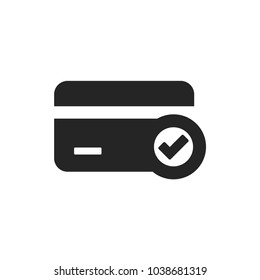 Credit card with tick vector icon