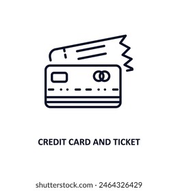 credit card and ticket outline icon.  Thin line icon from business collection. Editable vector isolated on white background