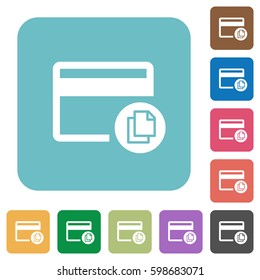 Credit card transaction templates white flat icons on color rounded square backgrounds
