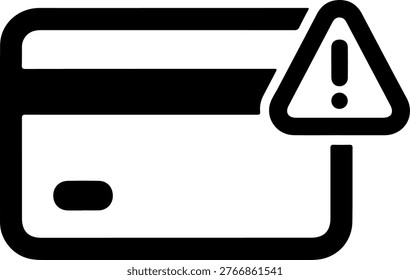 Credit card with a triangle warning symbol icon indicating a problem with the payment