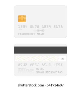 Credit Card Two Sided Realistic Mockup. Clear Plastic Card Template On White Background. Business And Finance Concept. 