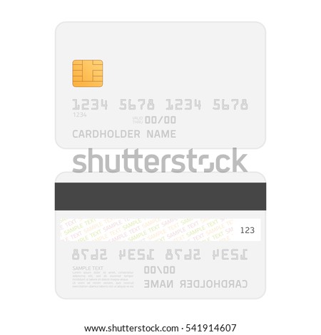 Credit Card two sided realistic mockup. Clear plastic card template on white background. Business and finance concept. 