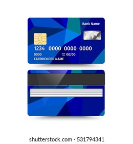 Credit Card two sides with Abstract design. Vector illustration