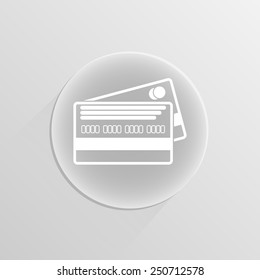 Credit card two vector  on a white button with shadow 