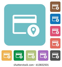 Credit card usage tracking white flat icons on color rounded square backgrounds