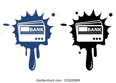 Credit card ,vector, black blot icon