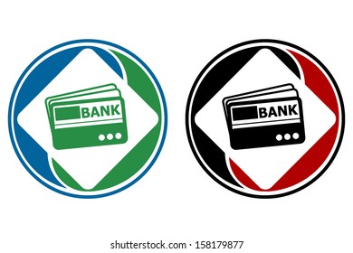 Credit card, vector, color round icon