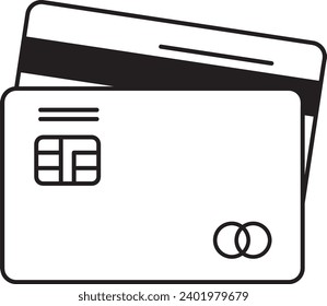 Credit card vector design with simple line style, card symbol for online payment and cash withdrawal