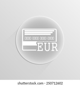 Credit card vector eur on a white button with shadow 
