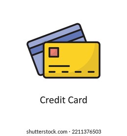 Credit Card Vector Filled Outline Icon Design illustration. Banking and Payment Symbol on White background EPS 10 File