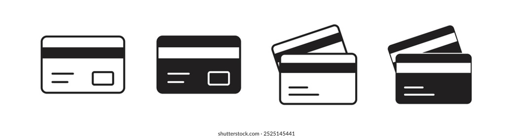 Credit card vector filled and outlined icons collection