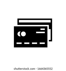 Credit card vector icon in black solid flat design icon isolated on white background