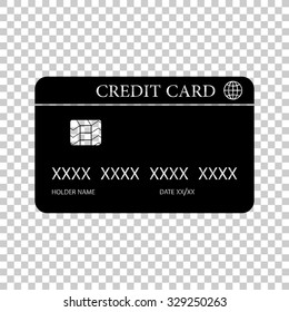 credit card vector icon - black illustration