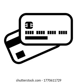 Credit card vector icon with chip and contactless payment. Vector icon EPS.