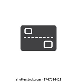 Icono vectorial de tarjeta de crédito. signo plano relleno para concepto móvil y diseño web. Icono de glifo de tarjeta bancaria. Símbolo, ilustración del logotipo. Gráficos vectoriales