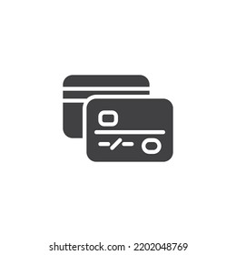 Icono vectorial de tarjeta de crédito. signo plano relleno para concepto móvil y diseño web. Icono de glifo de tarjeta de plástico. Símbolo de pago, ilustración del logotipo. Gráficos vectoriales