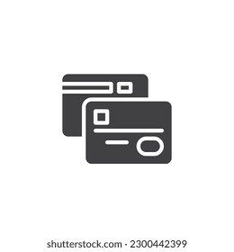 Icono vectorial de tarjeta de crédito. signo plano relleno para concepto móvil y diseño web. Icono de glifo de tarjeta bancaria. Símbolo, ilustración del logotipo. Gráficos vectoriales