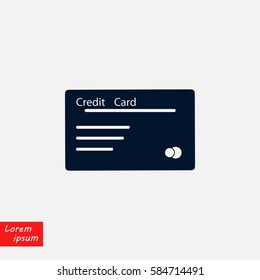 credit card vector icon, flat design best vector icon
