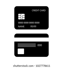 Credit card vector icon, front and back view isolated on white background