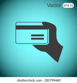 credit card vector icon in hand