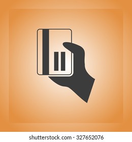 credit card vector icon in hand