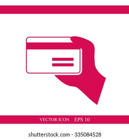 credit card vector icon in hand