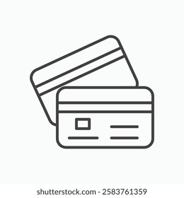 Credit card vector icon isolated in black line