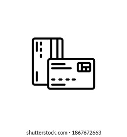 estilo de línea de icono vectorial de tarjeta de crédito. Perfecto para sitio web, aplicación, comercio, presentación, logotipo y más. icono de contorno simple, delgado y moderno