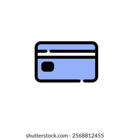 credit card vector icon line art, simple and minimalist icon, flat colour, soft blue