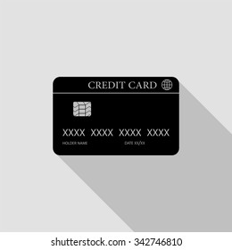 credit card vector icon with long shadow