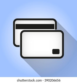Credit card   vector icon with long shadow.  Illustration  for graphic and web design.