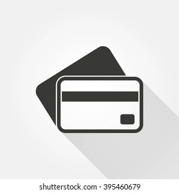 Credit card   vector icon with long shadow.  Illustration  for graphic and web design.