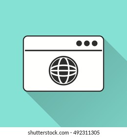 Credit card vector icon with long shadow. Illustration isolated on green background for graphic and web design.