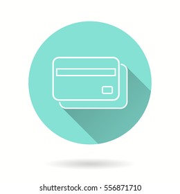 Credit card vector icon with long shadow. Illustration isolated for graphic and web design.
