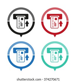 Credit card - vector icon; map pointer;  message bubble