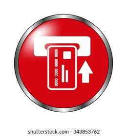 Credit card - vector icon on the  red button